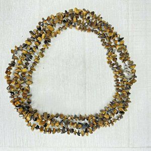 925 Sterling Silver Tiger's Eye Beaded Necklace 78” Stamped SX